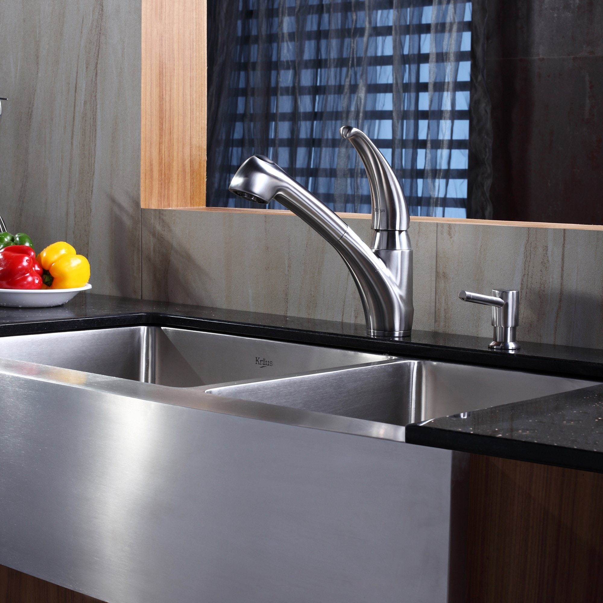 KRAUS 36 Inch Farmhouse Single Bowl Stainless Steel Kitchen Sink with  Kitchen Faucet and Soap Dispenser in Stainless Steel - Bed Bath & Beyond -  4389932