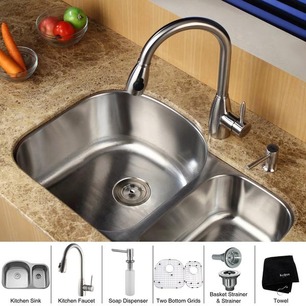 stainless steel kitchen sink and faucet combo