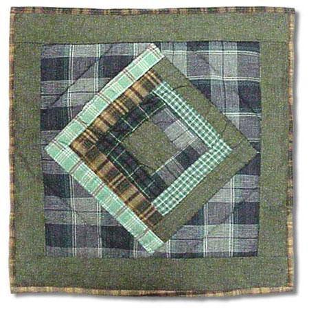 Green Log Cabin Throw Pillows (Set of 2)