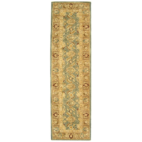 Handmade Legacy Blue/ Brown Wool Runner (2'3 x 8') Safavieh Runner Rugs