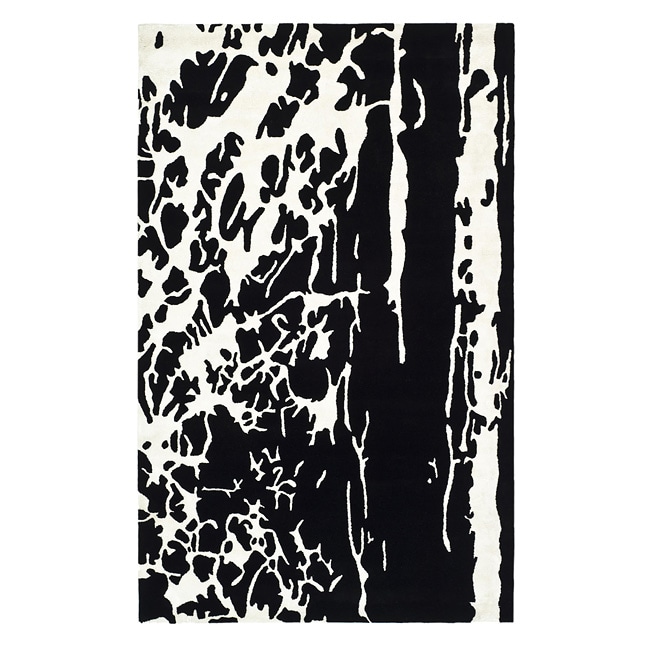 Handmade Soho Deco Black/ White New Zealand Wool Rug (83 X 11)