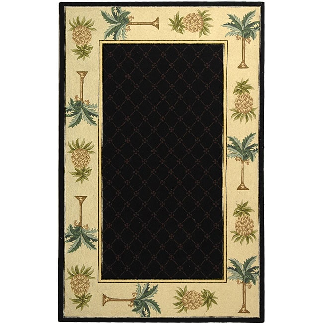 Safavieh Hand-hooked Palm Black/ Ivory Wool Runner (2'6 x 12')