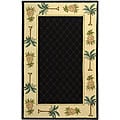 Safavieh Hand-hooked Palm Black/ Ivory Wool Runner (2'6 x 12')