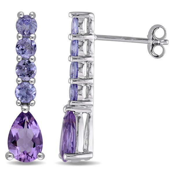 Miadora Sterling Silver Amethyst And Tanzanite Earrings Free Miadora Sterling Silver Amethyst And Tanzanite Earrings