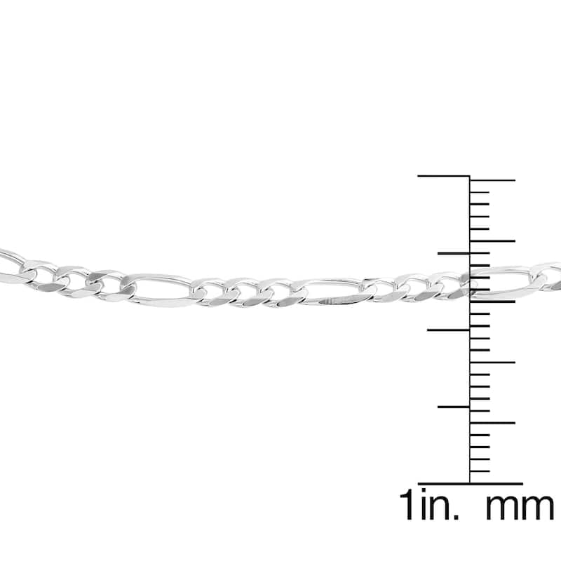Sterling Essentials Italian Silver 3mm Diamond-cut Figaro Chain Necklace (16-30 Inch)