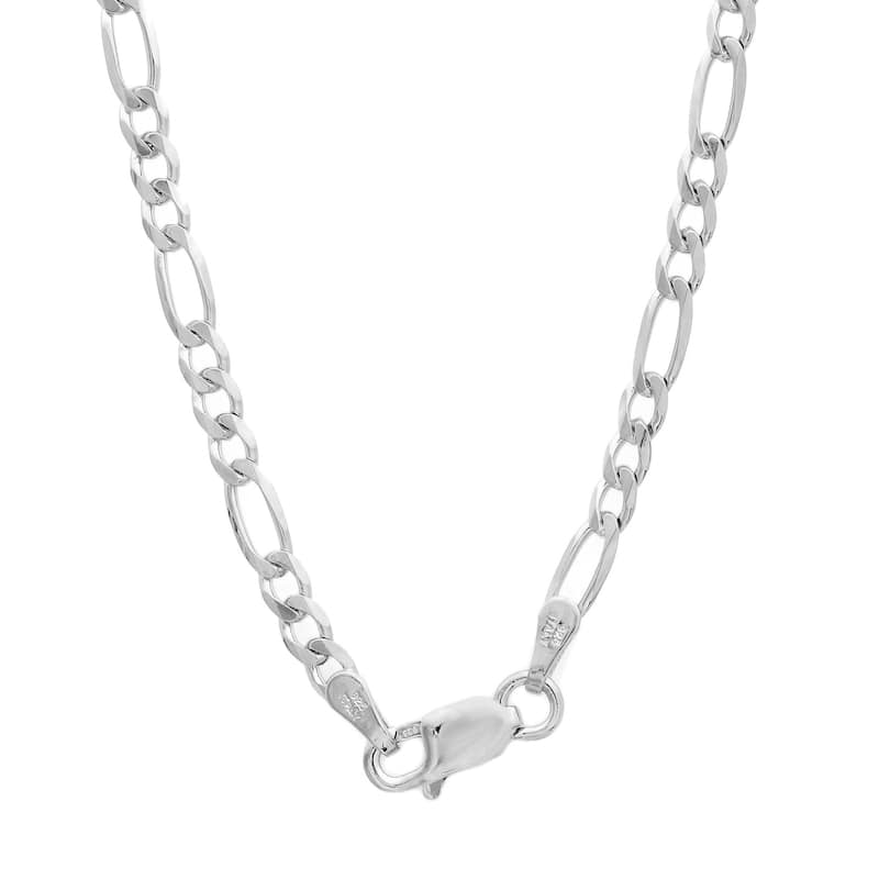 Sterling Essentials Italian Silver 3mm Diamond-cut Figaro Chain Necklace (16-30 Inch)