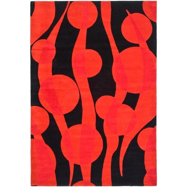 Safavieh Handmade Soho Flora Black/ Red New Zealand Wool Rug - 7'6" x 9'6"