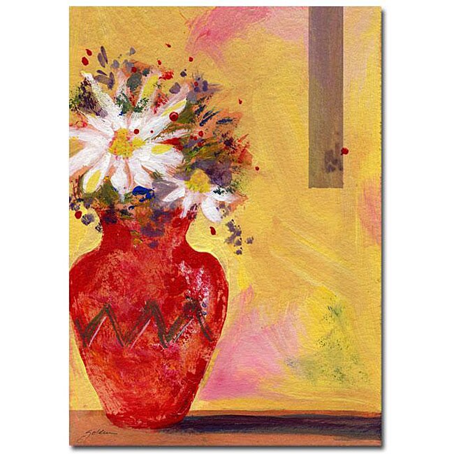 Shop Sheila Golden 'Red Vase with Daisy' Gallerywrapped Canvas Art