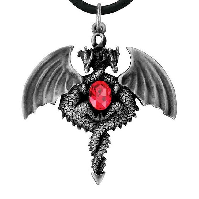 Shop Pewter Double Dragon Red Crystal Necklace On Sale Free