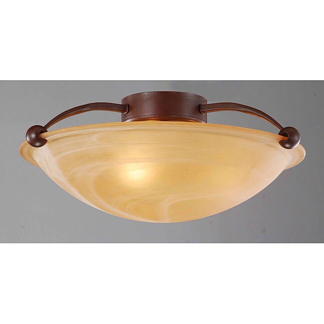 Light Brown Glass Shade Three-light Antique Copper Ceiling Fixture ...