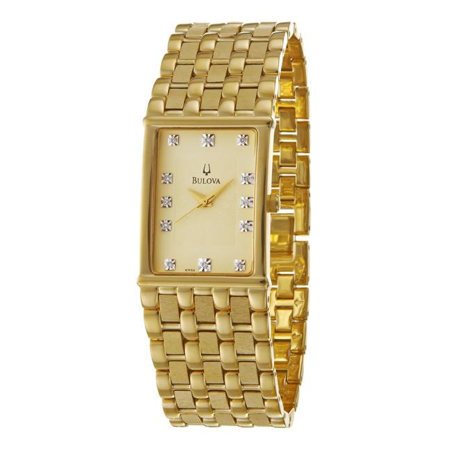 Bulova Men's Goldplated Stainless Steel Diamond Watch - Free Shipping ...