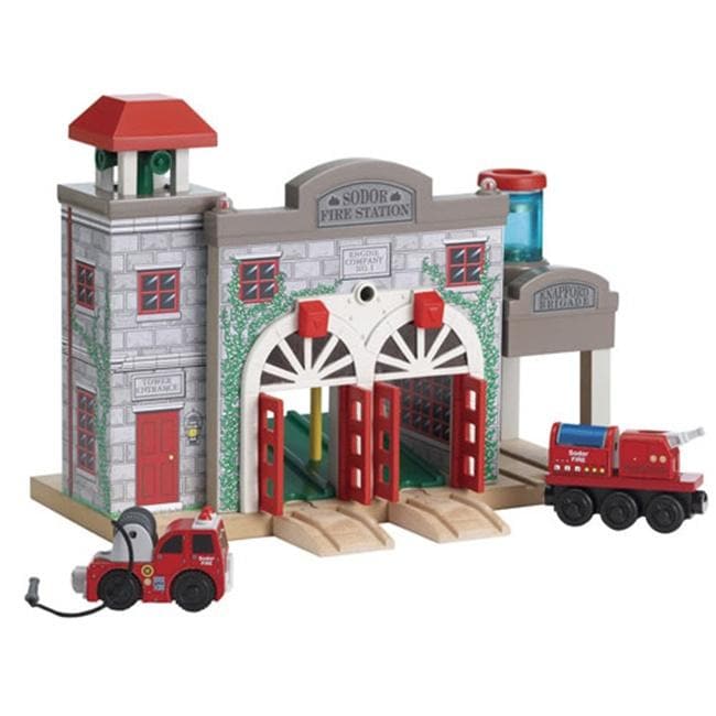 Thomas Deluxe Fire Station Wooden Rail Set