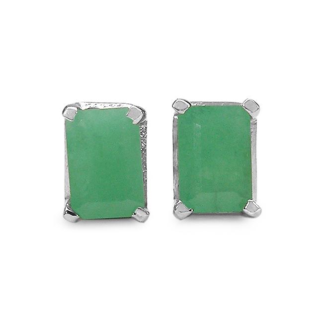 Shop Malaika Sterling Silver Octagon-cut Emerald Stud Earrings - Free