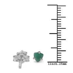 Sterling Silver Trillion cut Emerald Stud Earrings  