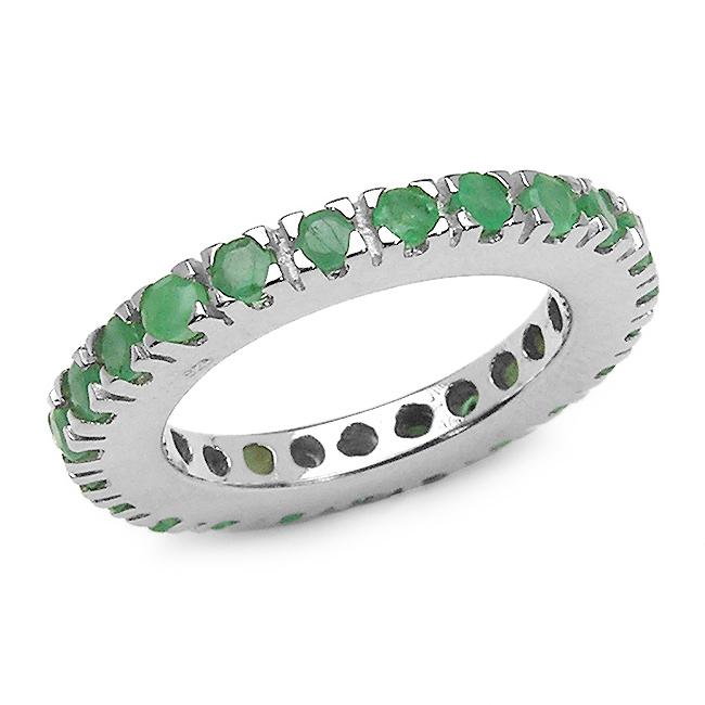 Sterling Silver Round cut Emerald Eternity Ring  