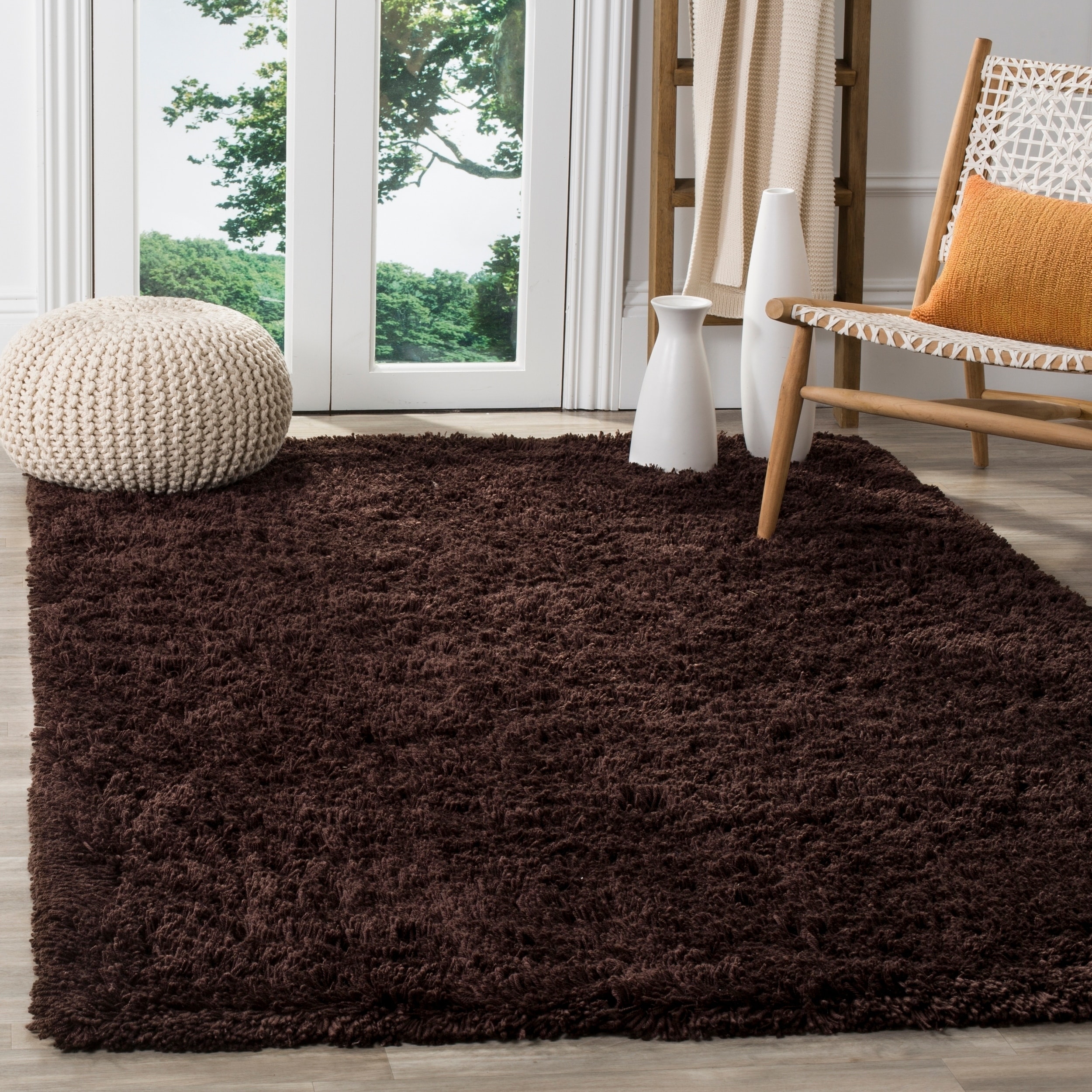 Hand woven Bliss Chocolate Shag Rug (4 X 6)