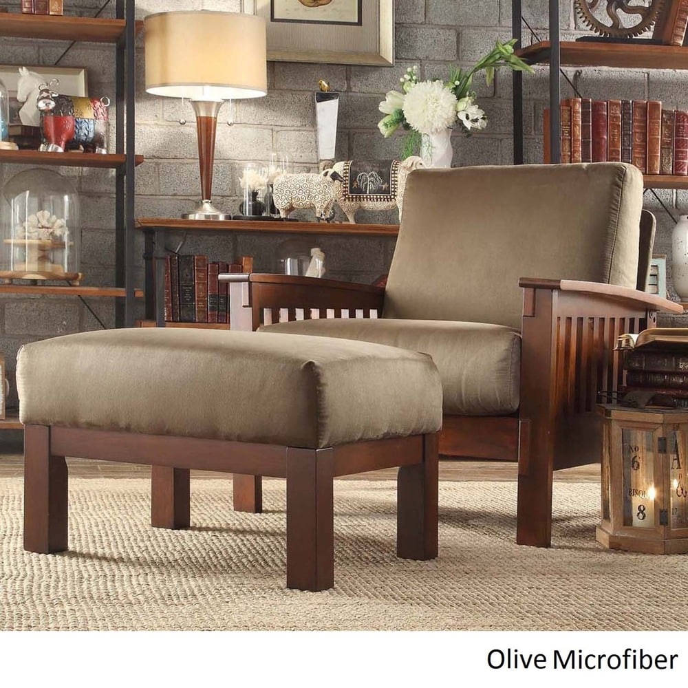 Hills Mission style Oak Chair and Ottoman by iNSPIRE Q Classic