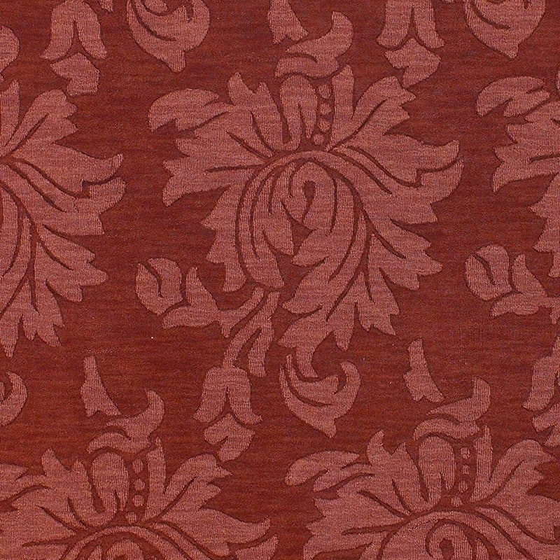 Hand-crafted Solid Red Damask Mesa Wool Area Rug - 8' x 11'