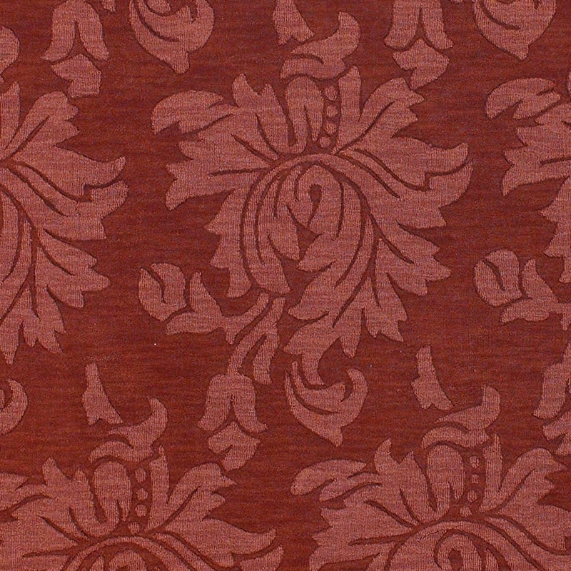 Hand-crafted Solid Red Damask Mesa Wool Area Rug - 8' x 11'