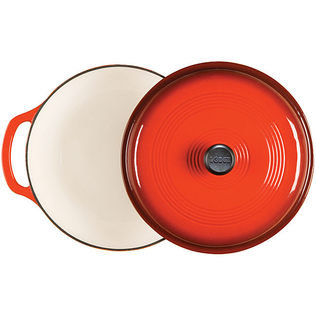 Lodge Cast Iron 6 Quart Enameled Cast Iron Dutch Oven, Red