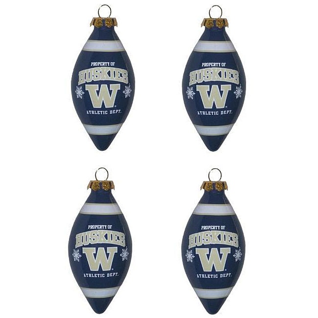 Washington Huskies 4 piece Teardrop Ornament Set