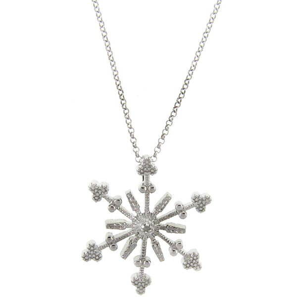 Shop Finesque Sterling Silver Diamond Accent Snowflake Necklace - Free