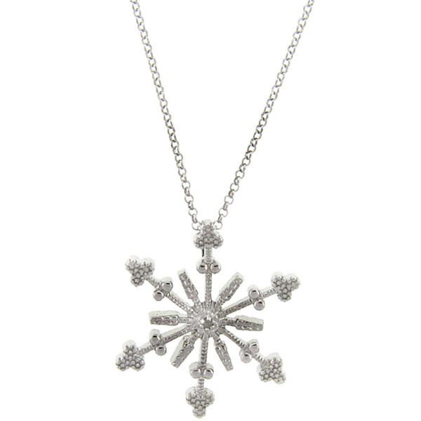 Shop Finesque Sterling Silver Diamond Accent Snowflake Necklace - Free ...