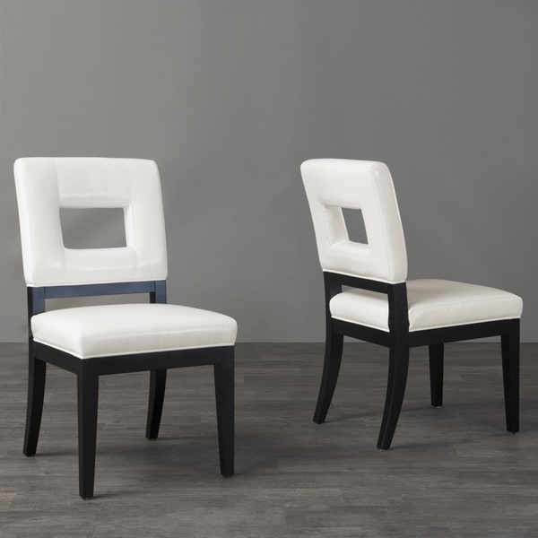 Shop Contemporary White Faux Leather Dining Chair 2-Piece Set by Baxton