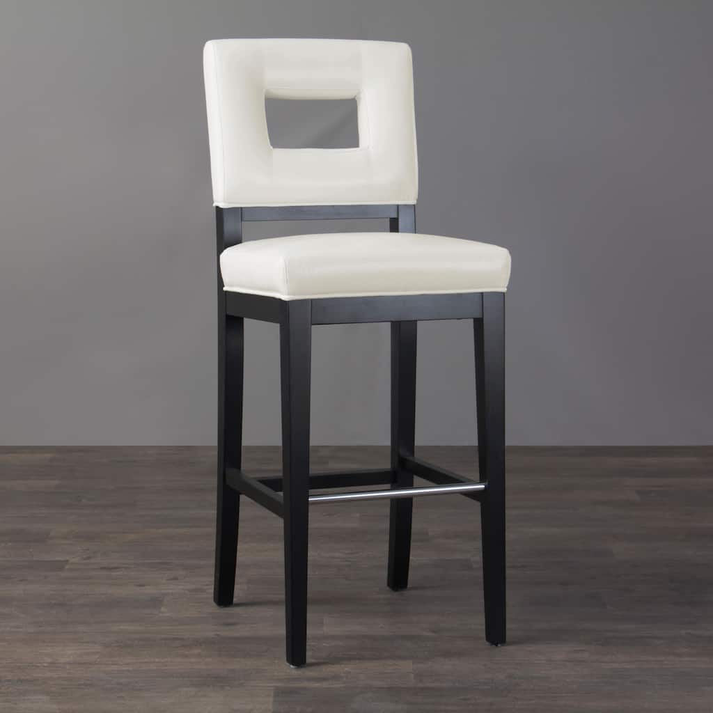 Contemporary Ivory Leather Bar Stool