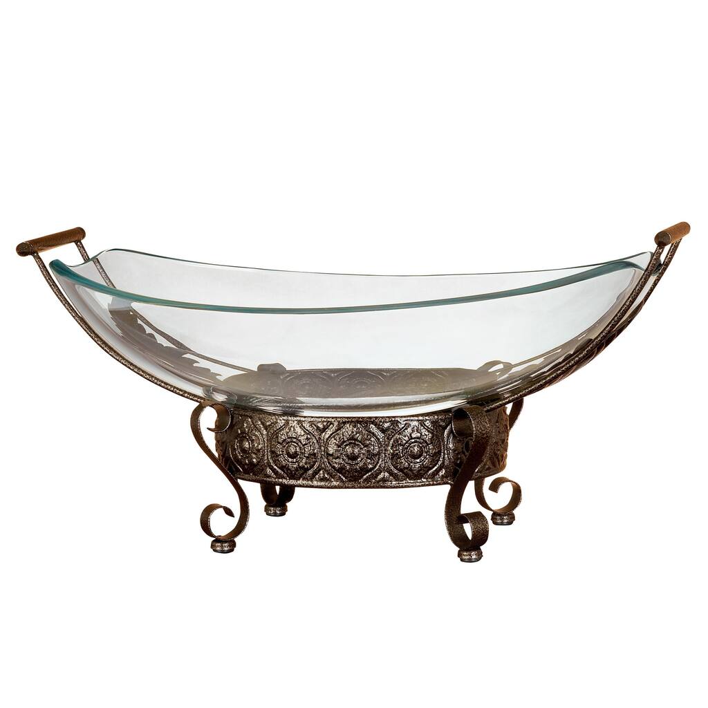 Ancient Greek Inspired Glass Bowl with Ornamental Stand