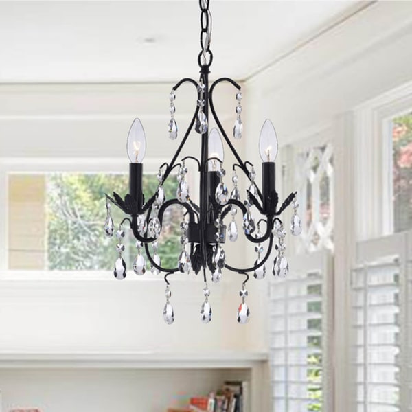 Shop Three-light Antique Copper Crystal Chandelier - Free Shipping ...