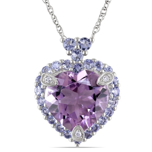 Miadora 10k White Gold Amethyst, Tanzanite and Diamond accented Necklace Miadora Gemstone Necklaces