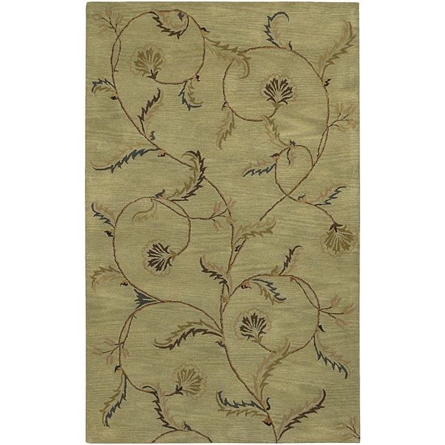 Hand tufted Green Wool Selenuim Rug (26 X 8)