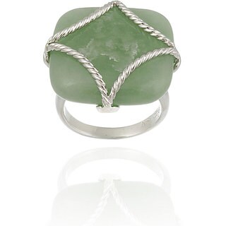 Silver and gold jewelry - Square Jade and Sterling Silver Cocktail Ring from Guatemala