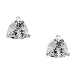 Kabella 14k White Gold Trillion White Topaz Stud Earrings