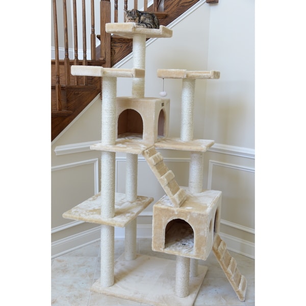 Armarkat 74-inch Beige Jungle Gym Cat Tree With 2 Condos - Free ...