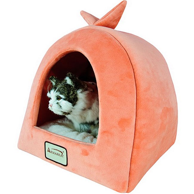 Armarkat Soft Plush and Velvet 14inch Orange and Ivory Pet Bed/House