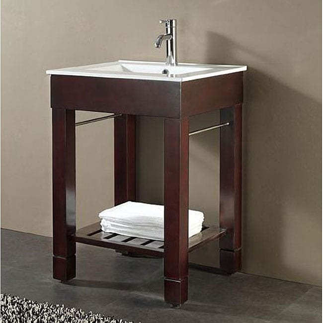 None Avanity Loft 24 inch Single Vanity In Dark Walnut Finish With Sink And Top Walnut Size Single Vanities