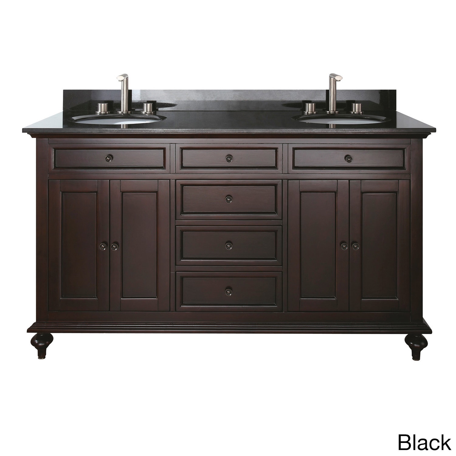 Avanity Merlot 60 inch Double Vanity In Espresso Finish With Dual Sinks And Top