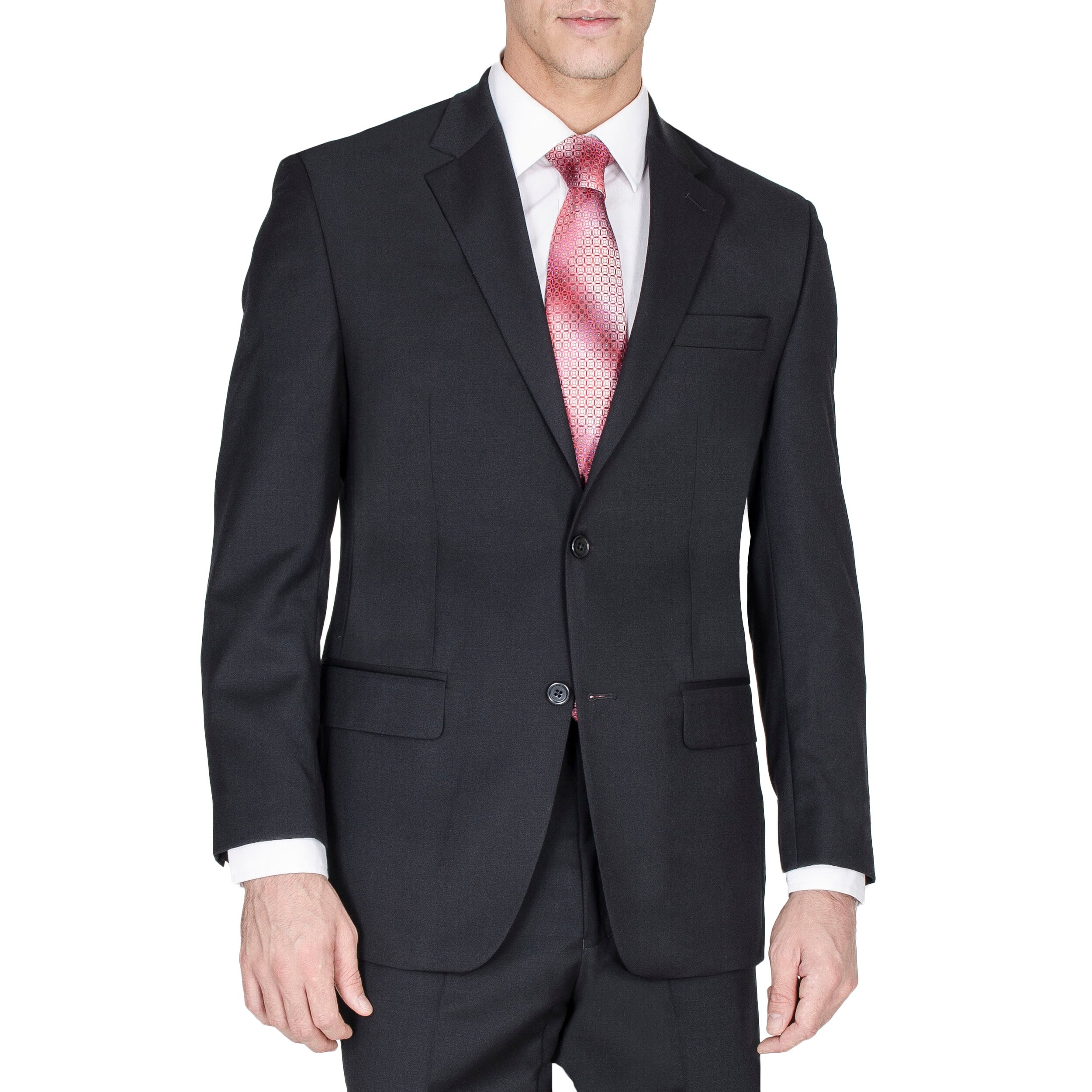 Men's Solid Black Two-button Suit - Overstock Shopping - Big Discounts ...
