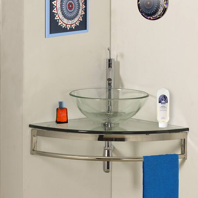 DreamLine Modern Glass Clear Corner Vanity Set