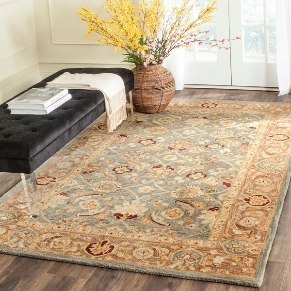 Safavieh Handmade Anatolia Oriental Legacy Teal Blue/ Taupe Hand-spun Wool Rug - 9' x 12'