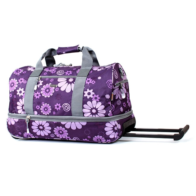 J World Purple Flowers 22-inch Expandable Carry On Rolling Upright ...