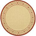Safavieh Oceanview Natural/ Red Indoor/ Outdoor Rug - 5'3 round