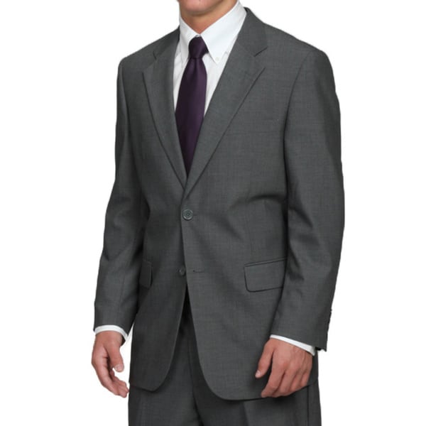 Men's 2-button Solid Classic Medium Grey Suit - Free Shipping
