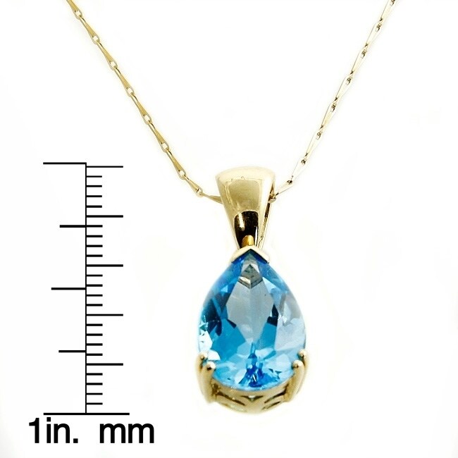 Shop 14k Yellow Gold Blue Topaz Necklace - On Sale - Free Shipping