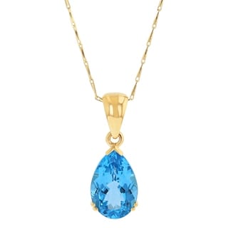 Shop 14k Yellow Gold Blue Topaz Necklace - On Sale - Free Shipping