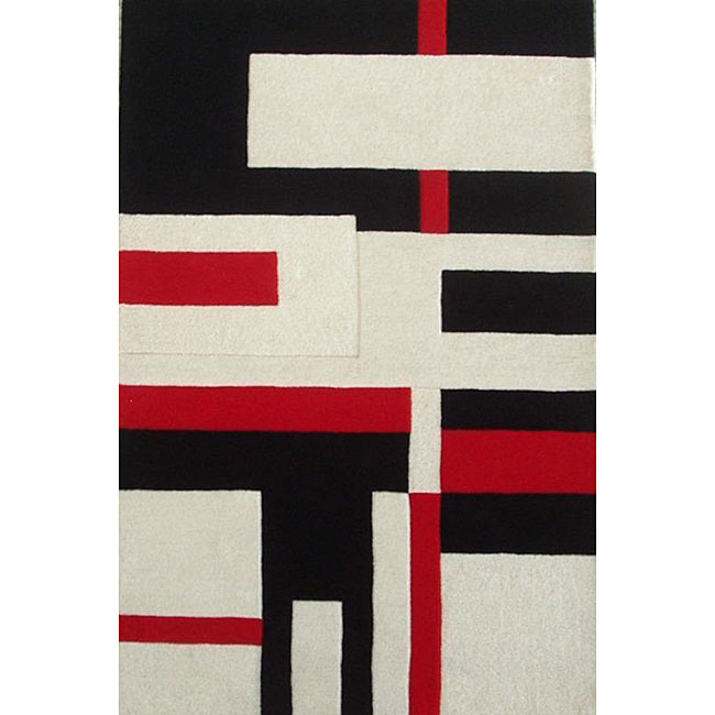 Hand tufted White Wool Cool Rug (5 X 8)