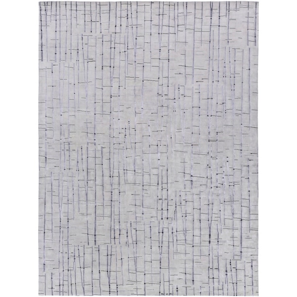 Hand-knotted Blue Royal Abstract Design Wool Area Rug - 8' x 11'
