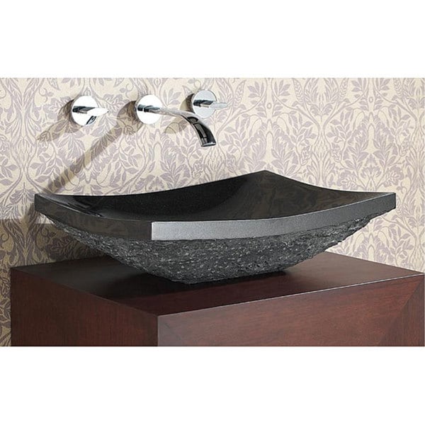 Avanity Black Granite Stone Rectangular Vessel SInk
